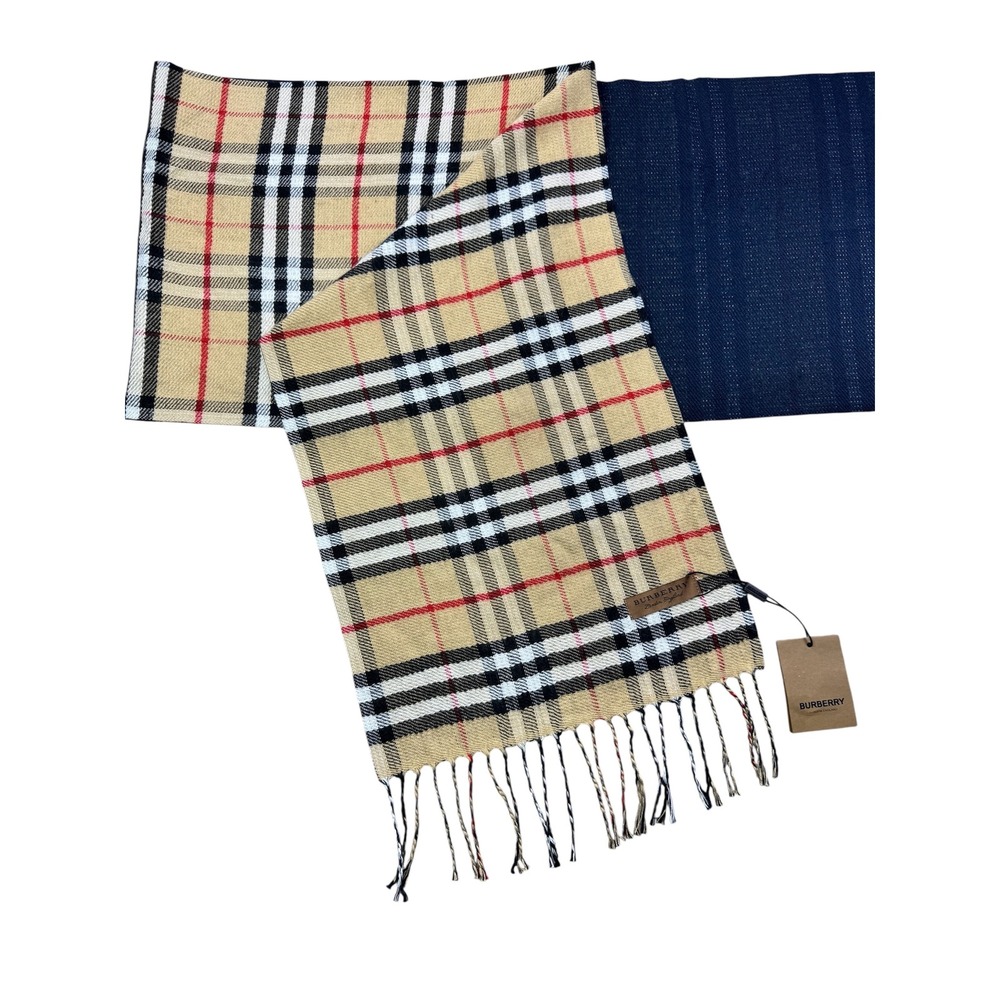 Burberry London England Scarf Classic Check Plaid Fringed Edge - Picture 7 of 11